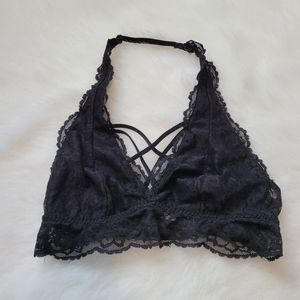 Victoria's Secrets Lace Halter Crisscross Black Bralette size S
